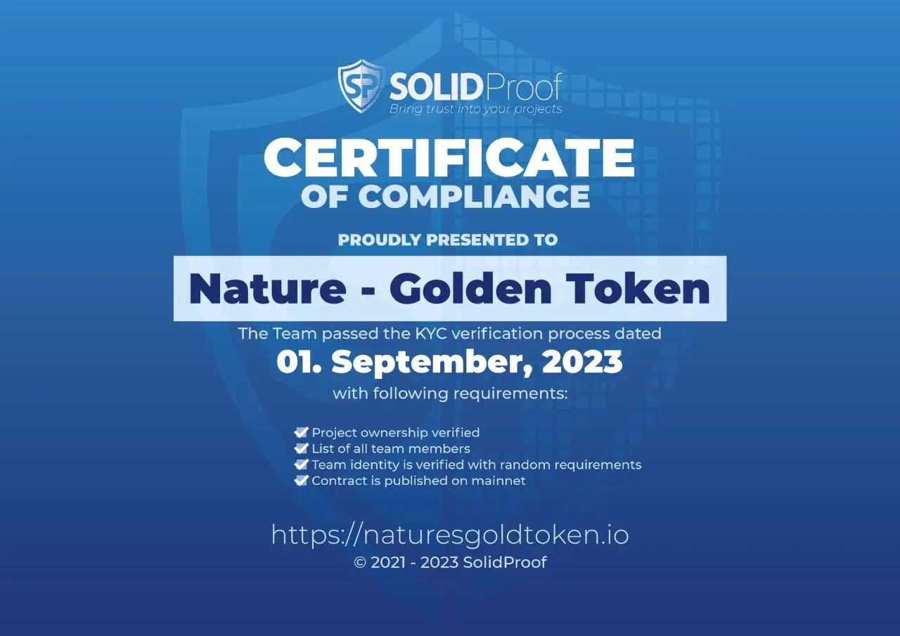 nature golden token certificate